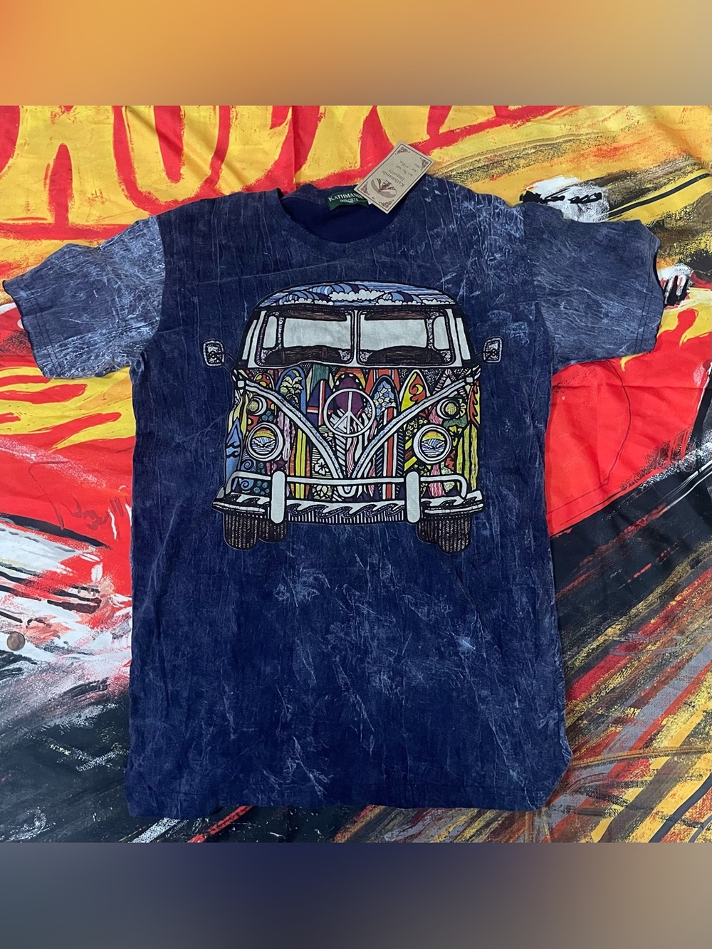 Kathmandu Imports Hippie T-shirt VW Bus Handmade Size Adult Small NWT NEW
